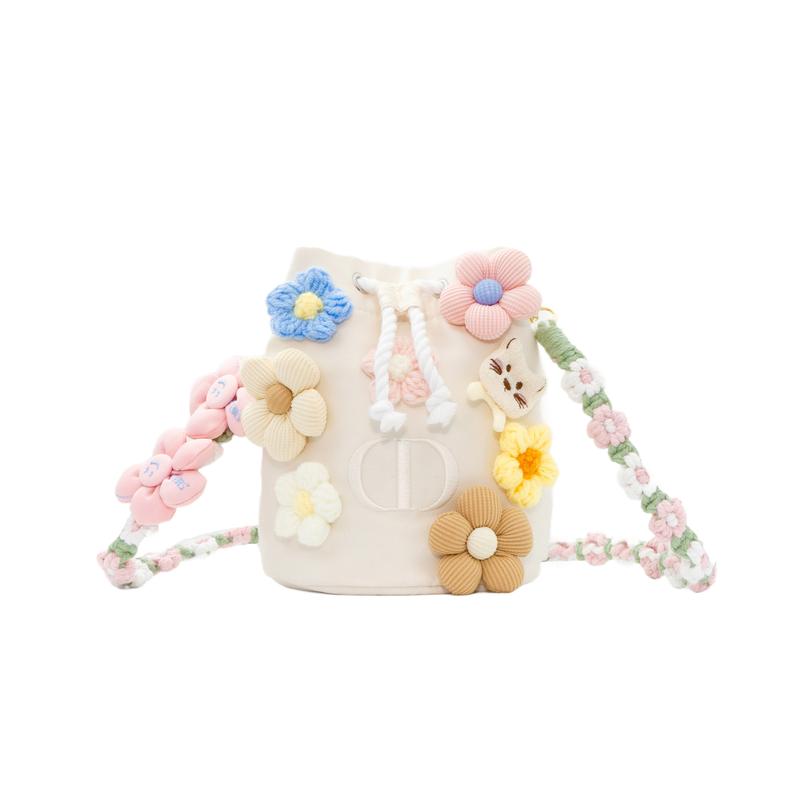 DIOR DIY Style Cosmetic Bag Creation Singularity Sweet Day Summer Canvas Bucket Bag Handbag Storage Beige бежевый