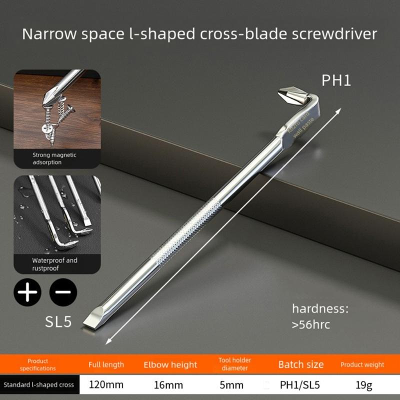 Nonslip Grip L Shape Double Ended Screwdriver High Strength Alloy Steel Ergonomic Handle For Tight Space Precise Work