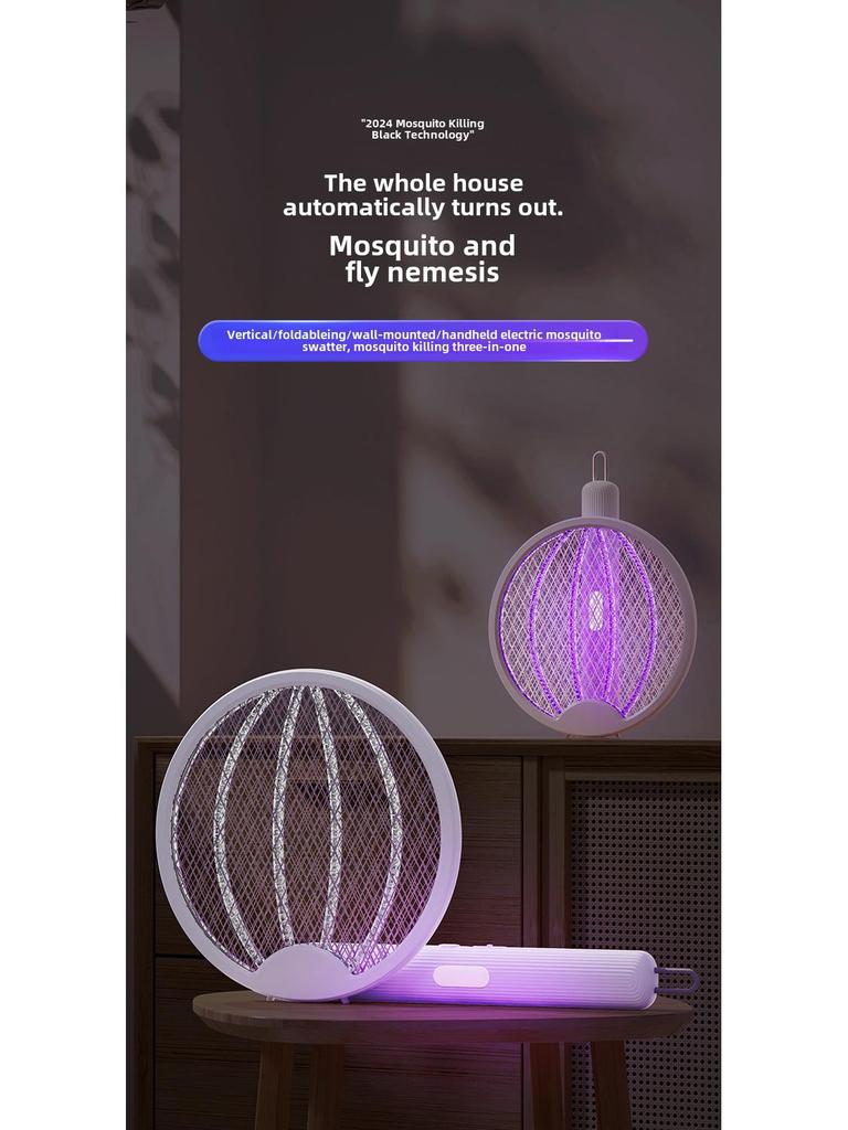 2023 4-in-1 Foldable Electric Mosquito Swatter & Trap with Rechargeable Light