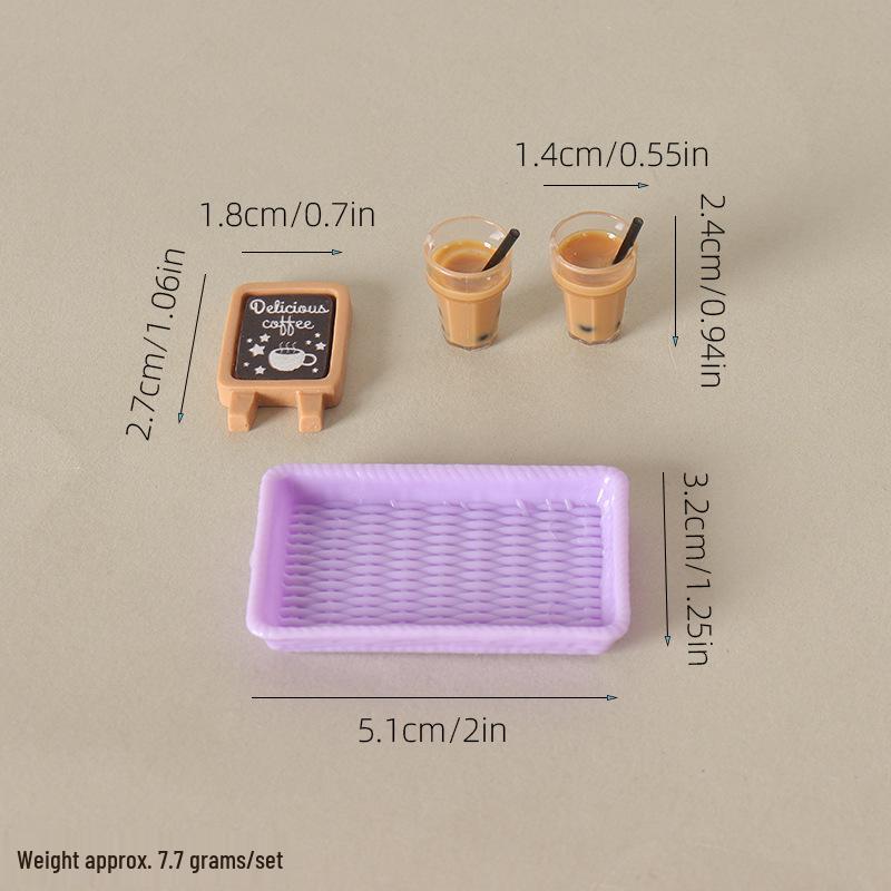Miniature Dollhouse Food & Drink Tray Set Ornaments