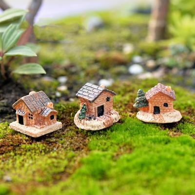 Mini Small House Cottages DIY Toys Crafts Figure Moss Terrarium Fairy Garden Ornament Landscape Decor Random Color Dollhouse