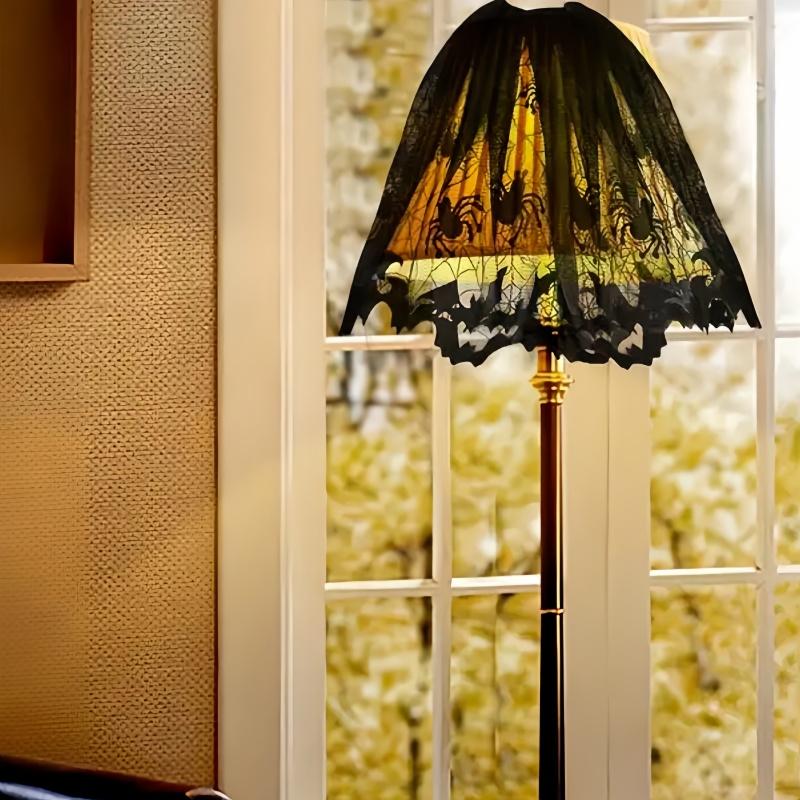 2 pieces of Halloween lampshade black lace spider web fabric lace spider web, Halloween themed party decoration