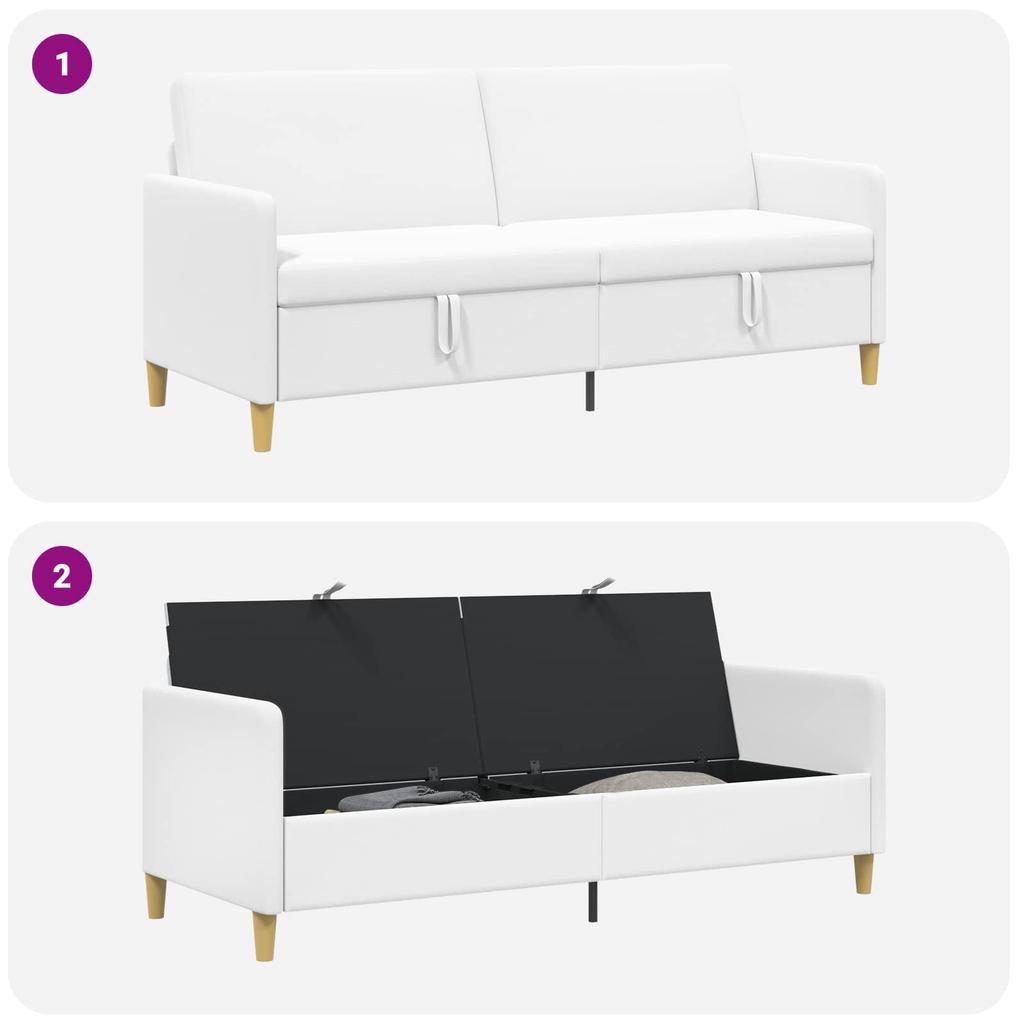 Storage Sofa in White 192 x 78 x 87 cm Polyester
