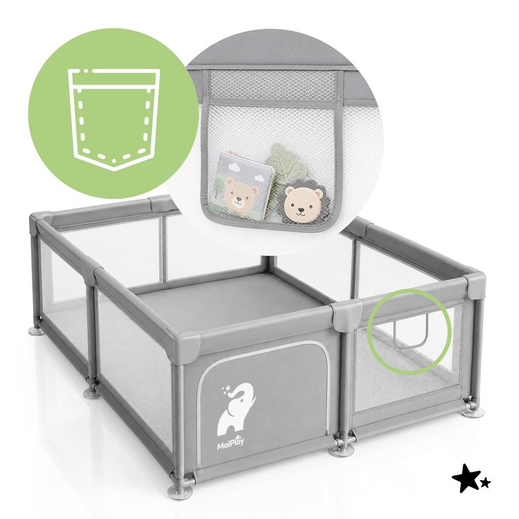 Kivo Baby Playpen 150X180 Cm Large Dry Children'S Pool Playground Gray