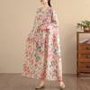 DIMANAF New 2025 Women Plus Size Spring Long Dress Loose Basic Vintage Oversize Long Sleeve Maxi Floral