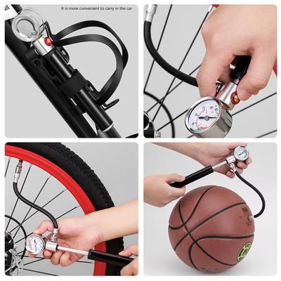 Bicycles Pump Bike Hand Pump with Pressure Gauge Inflation Needles and Frame Mount High Pressure 120PSI for Road Bike