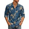Men's Loose Fit Long Sleeve Shirt Vintage Style Casual Button Down Shirt with Spread Collar Suitable for Spring and Autumn