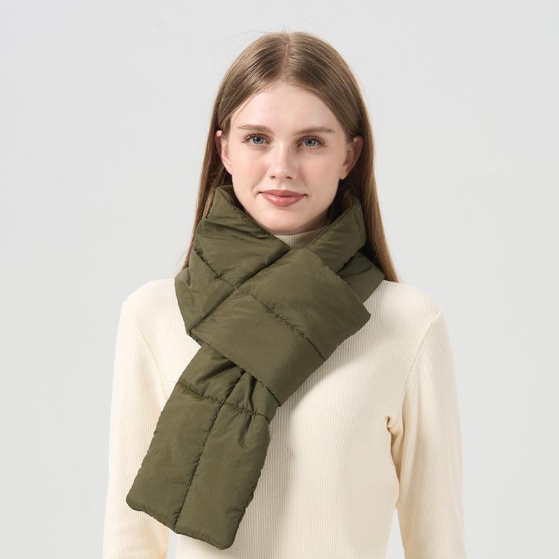 Autumn and Winter Portable Warm Scarf for Women Outdoor Cold Proof Scarf for Men Korean Style Windproof Neck Protection Solid Color Down Scarf