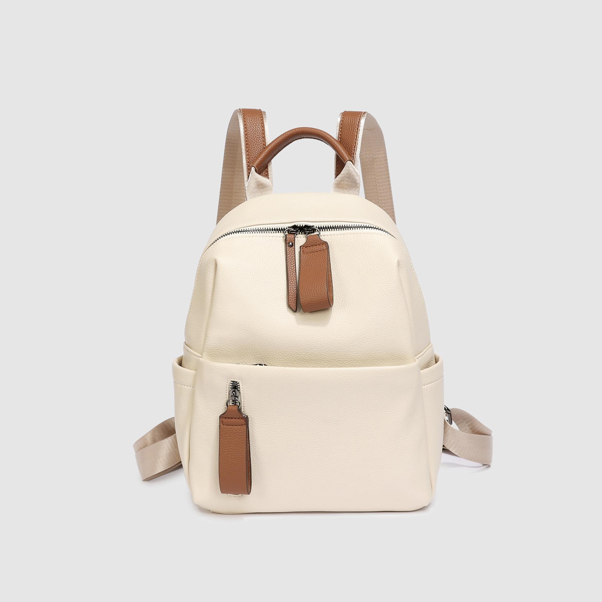 

2024 Summer New Niche High-End Fashion Commuting Large-Capacity Backpack for Women, Simple and Sophisticated Travel Backpack бежевий