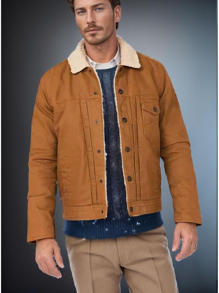 Men's Plus Velvet Autumn-Winter Cotton Workwear Coat - High Quality, European Large Size, Stylish & Handsome