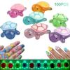 1 Pieza Tortuga Grande Luminiscente Nocturna + 100 Piezas Mini Figuras de Tortugas Luminosas Artesanía de Resina Adorno de Almacenamiento de Tortuga Luminosa Paisaje Escritorio