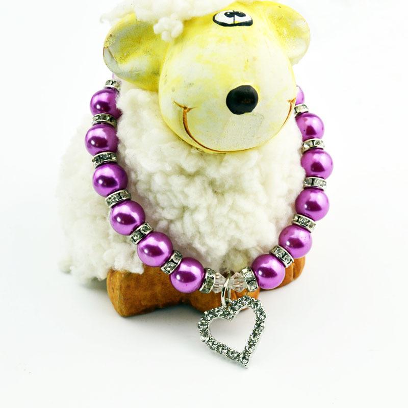 Fashion Pet Puppy Dog Cat Piggy Pearl Necklace Pet Accessories Love PendantPets Dogs Cats Collar