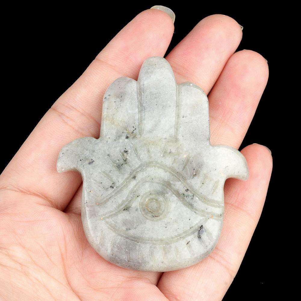 Crystal Natural Stone Beads Semi-Precious 57x50mm Agate Amethysts Beads Palm Shape Carving Stone