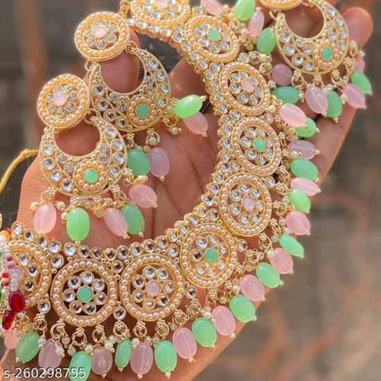 

Ожерелье с индийским этническим жемчугом и камнями для женщин и девочек