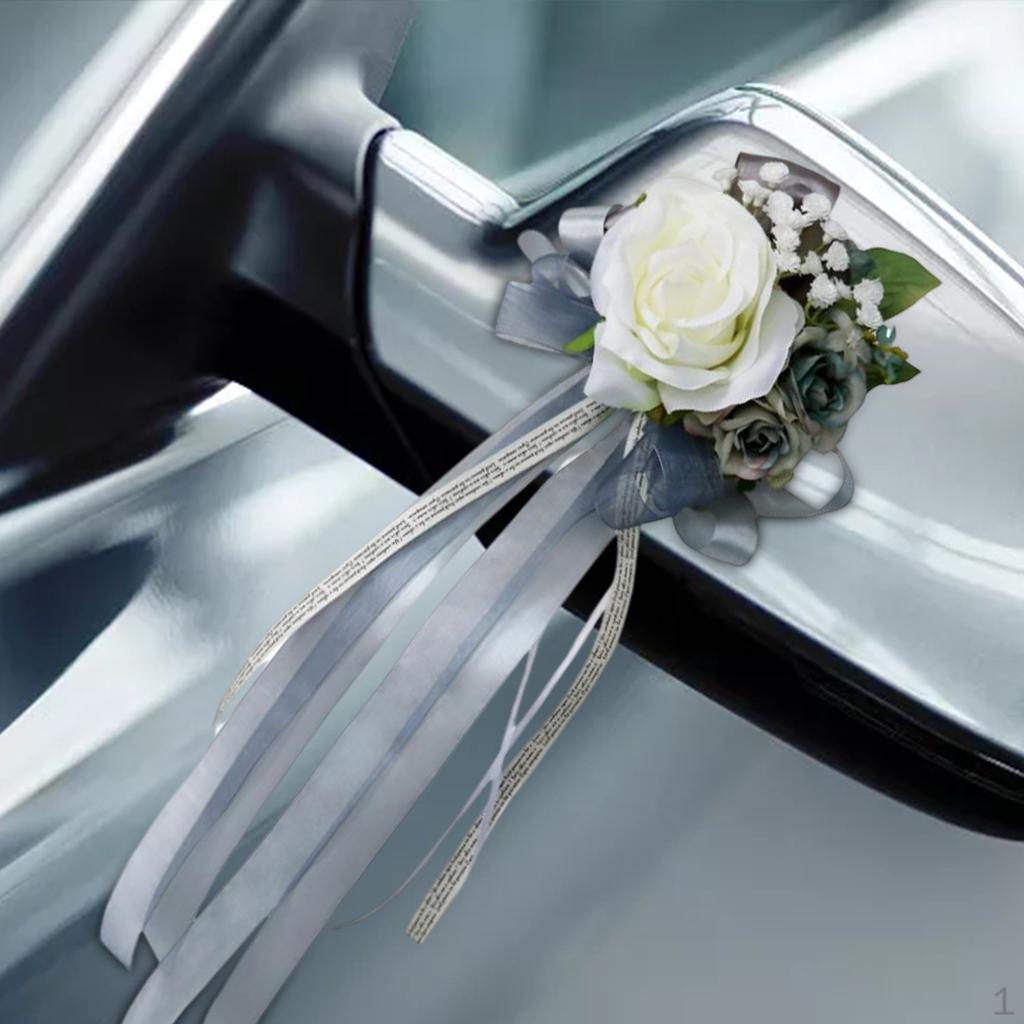 

Штучна шовкова квітка з стрічкою Набори для прикраси весільного автомобіля Реквізит Silver Gray