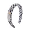 Korean Style Luxury Plaid Sponge Headband for Women - Non-Slip, High Skull Top