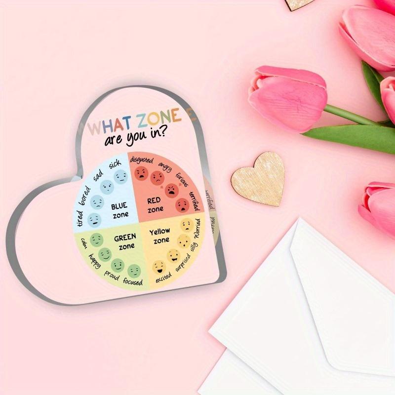 Feelings Wheel Heart Sign - Mental Health Gift for Counselors & Students