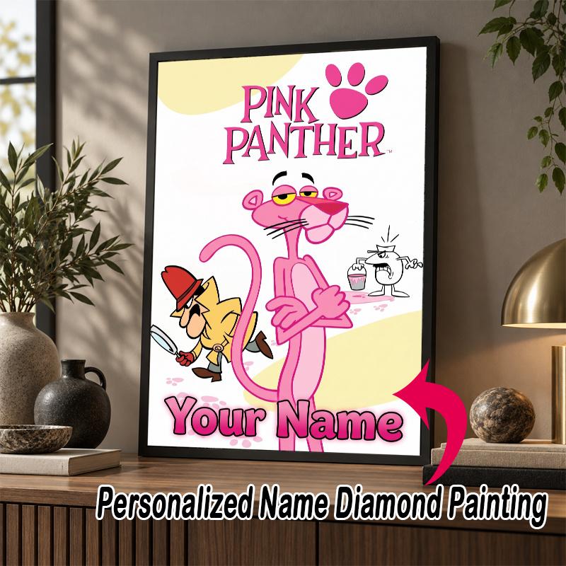 Custom Name The Pink Panther 5D Diamond Painting Personalized Full Drill Diamond Art Kit Gift