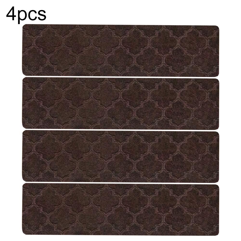 

Customizable Stair Mats Non-Slip Stair Mats Easy Installation Machine Washable Reusable Design Soft Polyester Fiber коричневый
