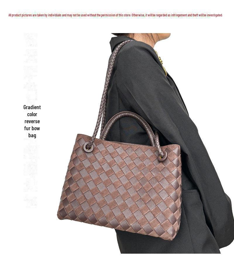 2024 Autumn/Winter Frosted French Retro Gradient Suede Bow Women's Bag