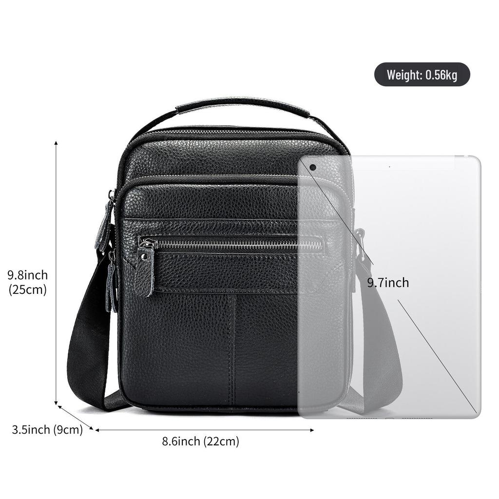 Malunte Men's Genuine Leather Single Shoulder Crossbody Bag – Soft Cowhide Small Backpack