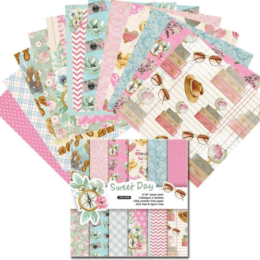 Photo Album Scrapbook Journal Account Card Background Paper 6 Inch Sweet Love Theme Animals Pattern  9 Styles 24 Sheets