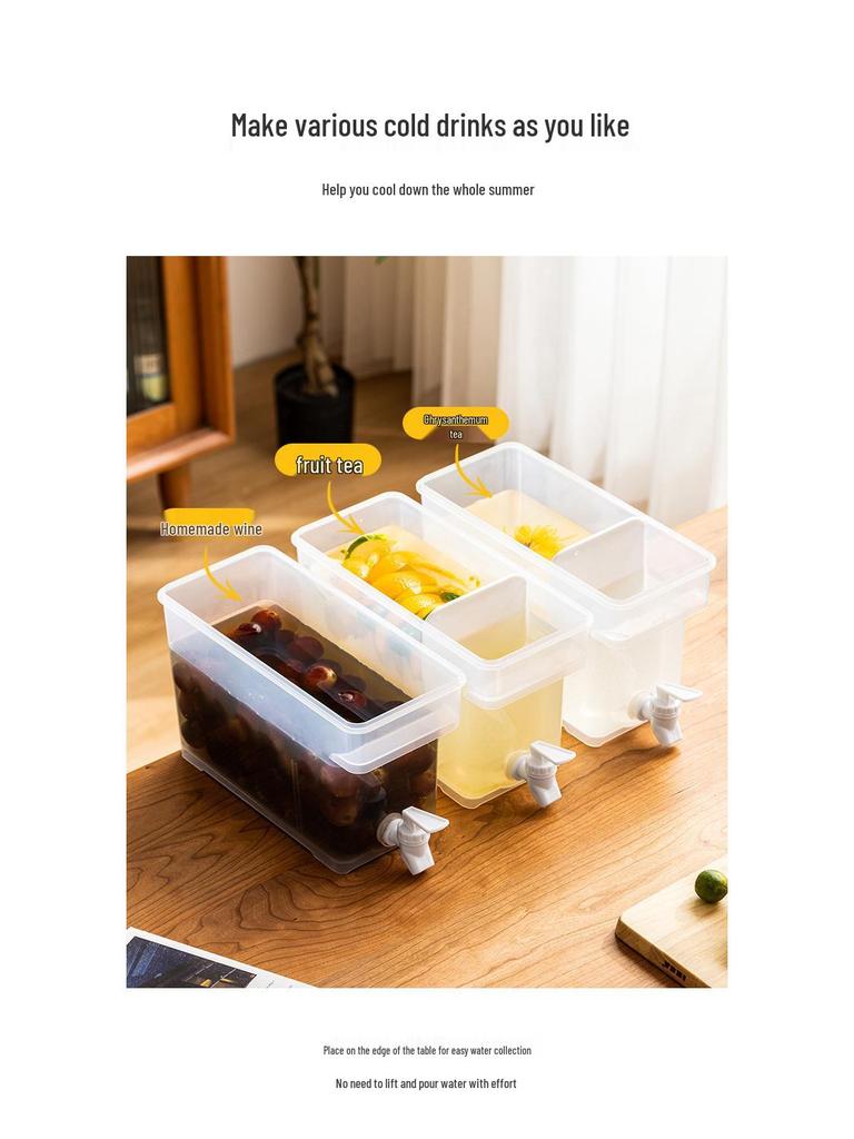 Chilled Water Pitcher with Tap: Fridge-Compatible, Sealed & Thickened for Summer, Large Capacity for Fruit Tea