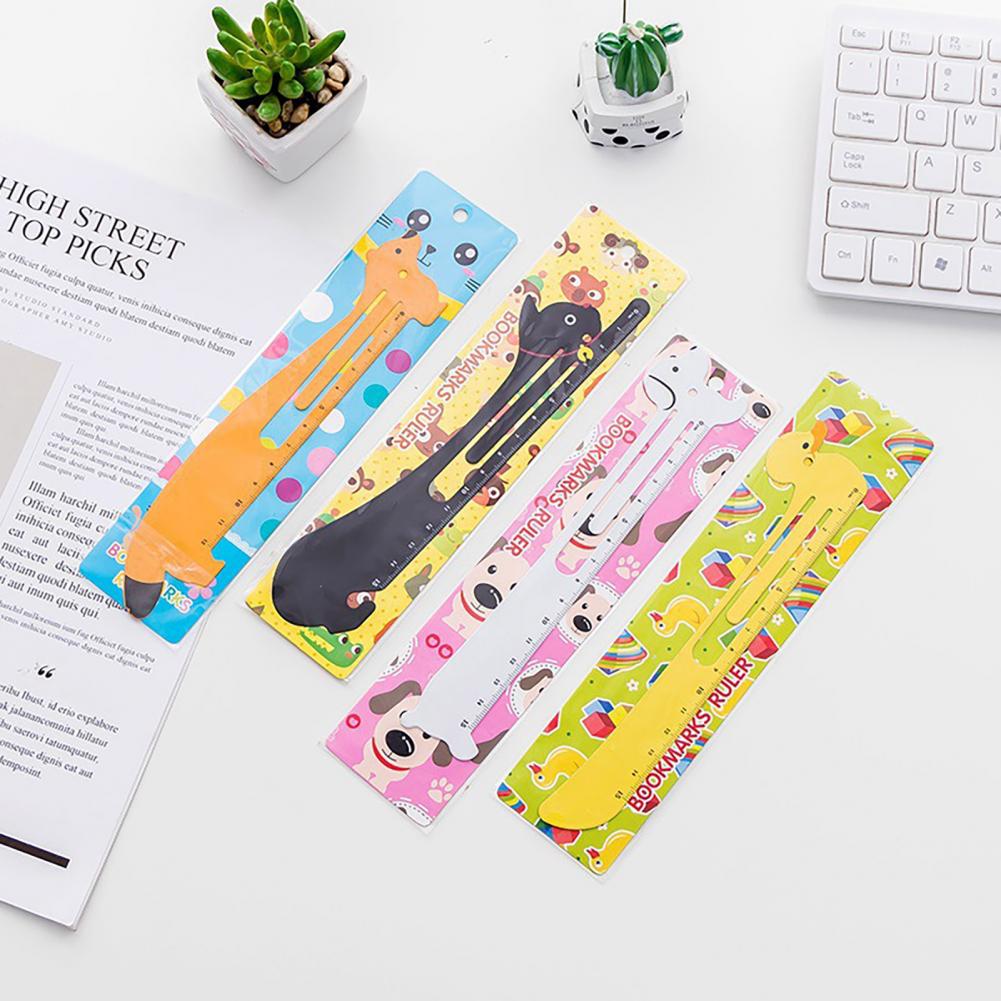 19cm Metal Bookmark Ruler Cartoon Shape Adorable Not Easily Deformed Measuring Scale Ruler Book Holder Clip Home School Supplies