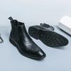 British Style Male Casual Leather Ankle Boots Classy Mens Chelsea Boots Leisure Walk High Top Shoes Outdoor Party Weddidng Shoes