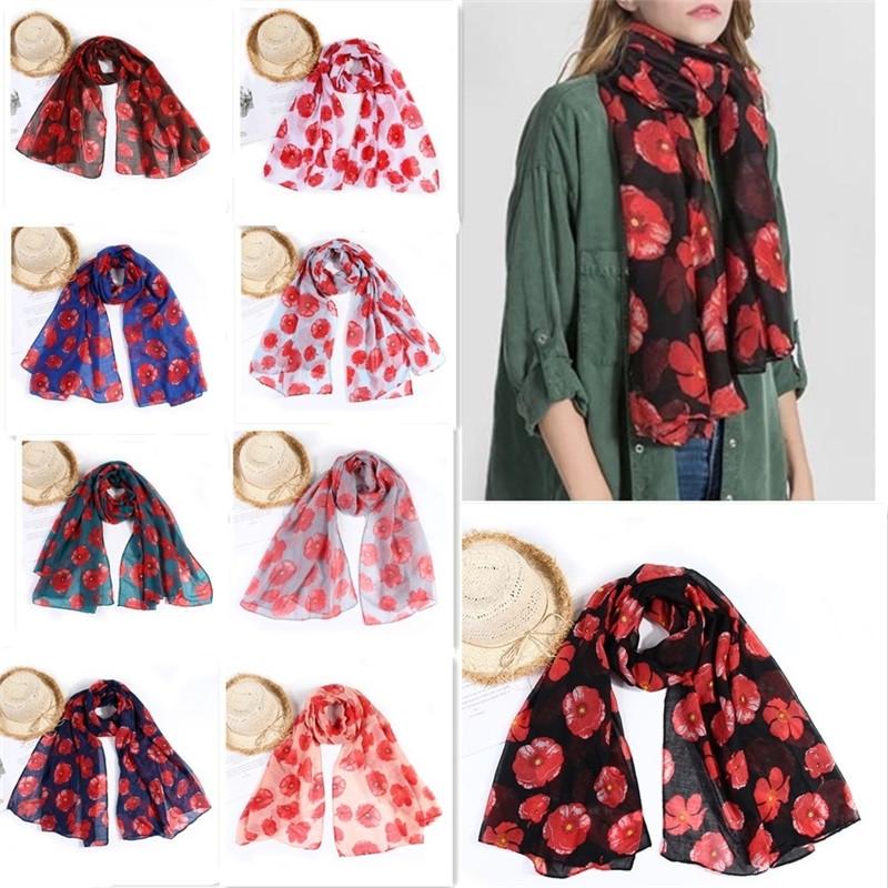 

Paris Red Poppy Print Flower Lady Fashion Scarf Wrap Dress Long Soft Warm Christmas Gift білий