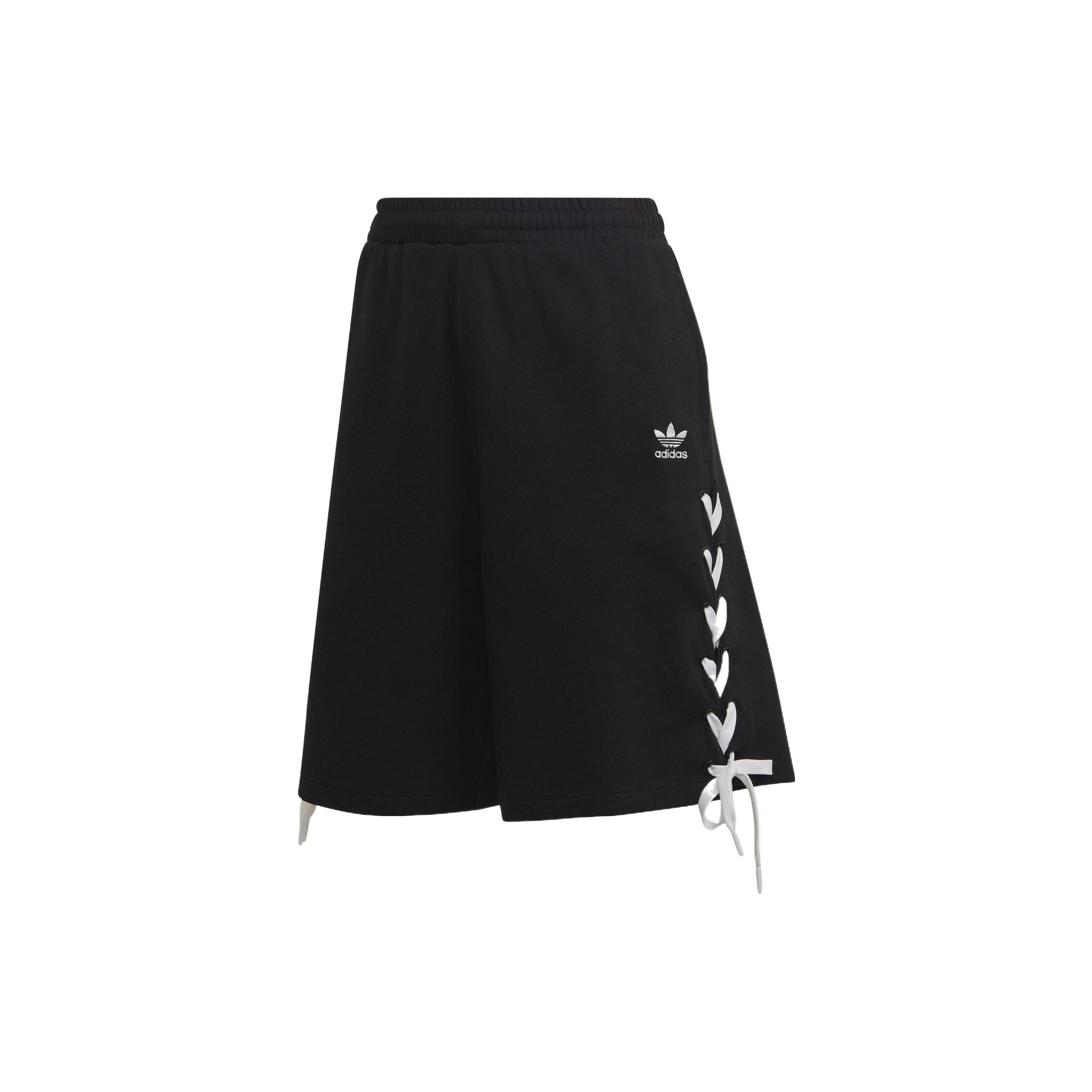 Adidas Originals Trefoil Side Striped Elastic Waist Loose Shorts Black White Women s Lifestyle Shorts HS2602 S