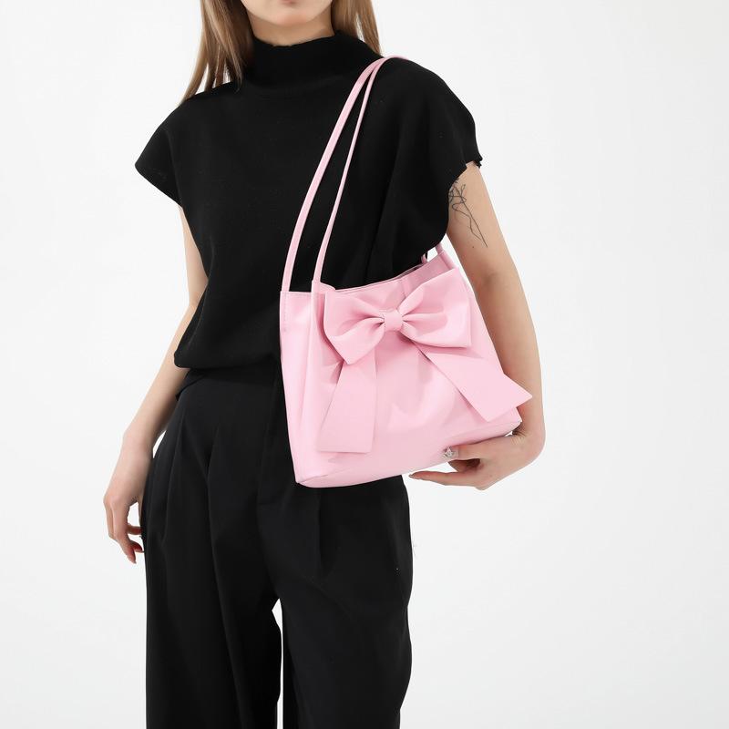 Bow Large Capacity Tote Bag for Women Japanese New Japanese Style Fashion Beautiful Trendy Trendy Simple Hand Armpit Bag