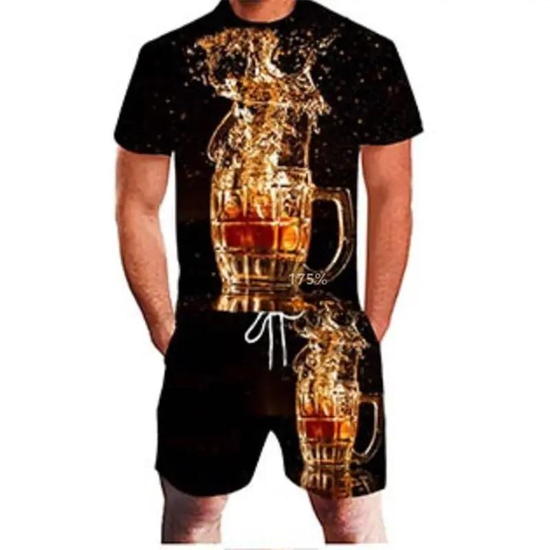 3D Print Summer Tracksuit Men's Short Sleeve T-shirt And Shorts Set Fashion Streetwear 2-Piece Sportswear