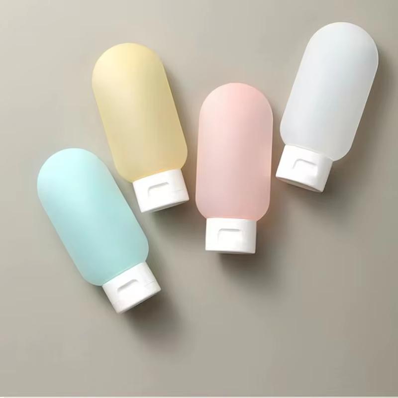 4Pcs/Set Travel Botttle Set 60ml Refillable Bottle Soft Silicone Lotion Shampoo Container Squeeze Tube Empty Bottle Liu