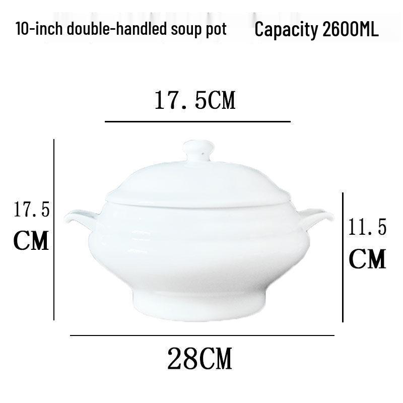 Ceramic Stew Pot with Lid - Extra Large Double-Earred Soup Pot for Birds Nest and Buddha Jumps Over the Wall Soup