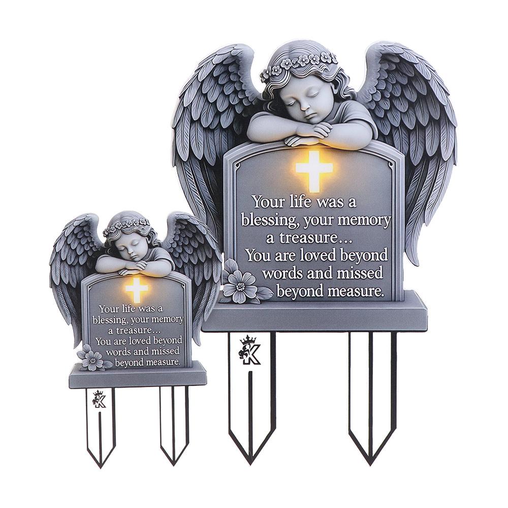 UV-Resistant Angel Garden Stake Angel Shaped Memorial Cherub Yard Sign Adding Solemn Atmospheres