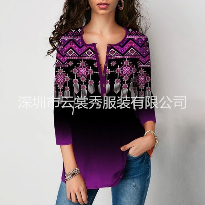 

JPNTKY Women s Fashion Casual 3/4 Sleeves V Neck Blouses & Shirts S