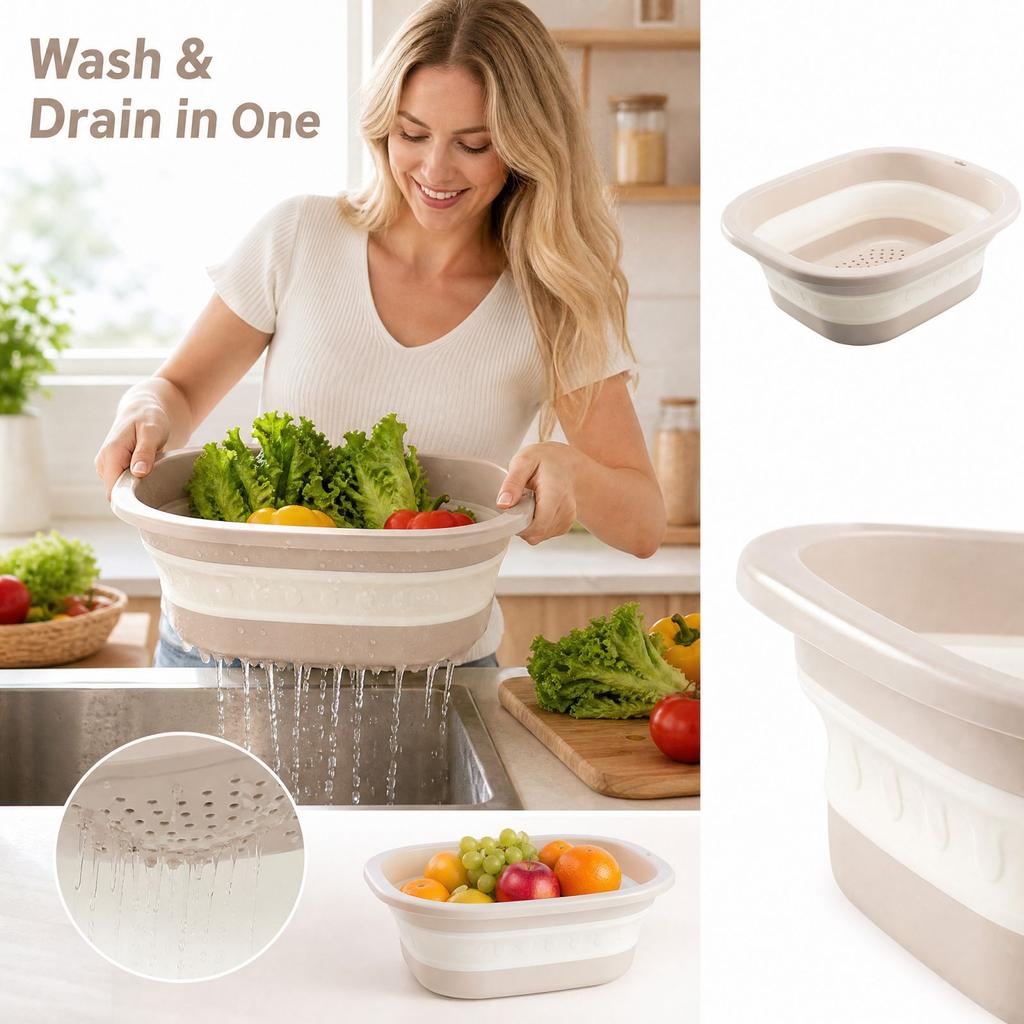Double Layer Multifunctional and Vegetable Washing Basket, Thickened Basket and Colander for Kitchen, Living Room and Home Use
