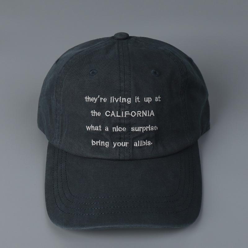 2026 Spring Summer New Korean Version Letter Embroidered Soft Top Curved Brim Sun Baseball Cap Washed Cotton Thin Sun Hat