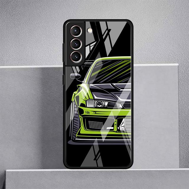 Carcasă din sticlă cu benzi desenate din Japonia JDM pentru mașini sport pentru Samsung Galaxy S22 S20 FE S21 Plus Husă pentru telefon S10 5G S9 Note 20 Ultra 10 Lite Shell