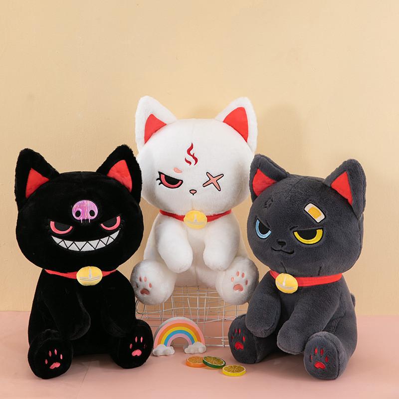 Cute Dark Pirate Cat Plush Toy Cozy Stuffed Animal Pillow For Relaxation And Sleep