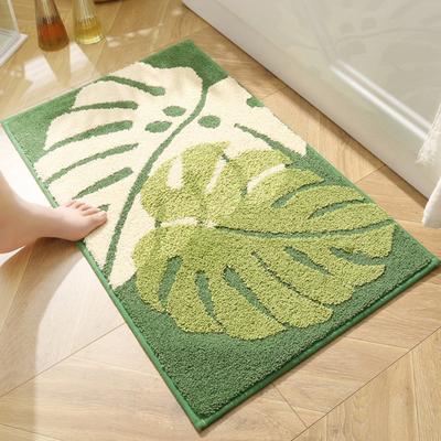 Light Luxury Leaf Plant Jacquard Bathroom Non-slip Mat Absorbent Floor Door Mat Non-slip Foot Mat Room Carpet