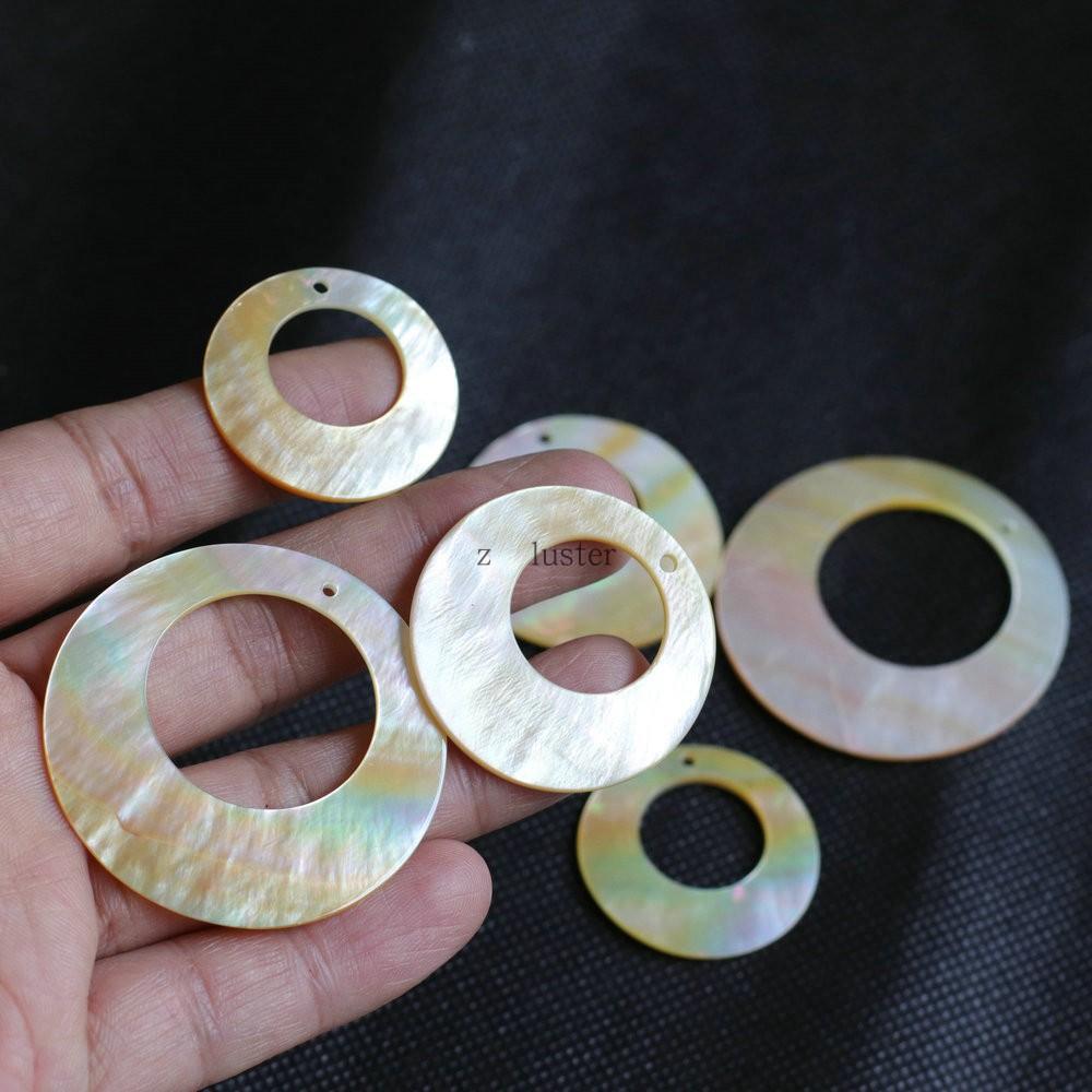Natural White & Yellow Mother of Pearl Round Pendant Shell for DIY Earring/Necklace (30-35-45mm)