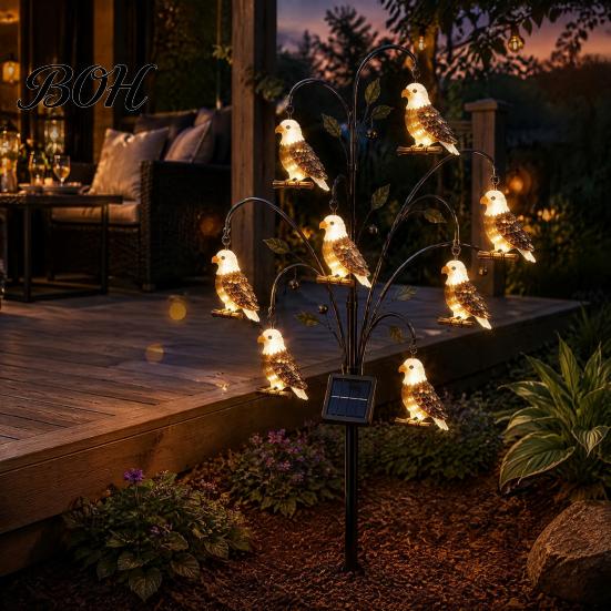 Metal Home And Garden Art Solar Bird Light, Decorative Outdoor Yard Stake Decor for Balcony Weather Resistant Statue Light Lawn Patio Pathway Backyard