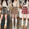Women's High-Waisted Plaid Woolen A-Line Pleated Skirt with Belt - 2025 Autumn/Winter Collection