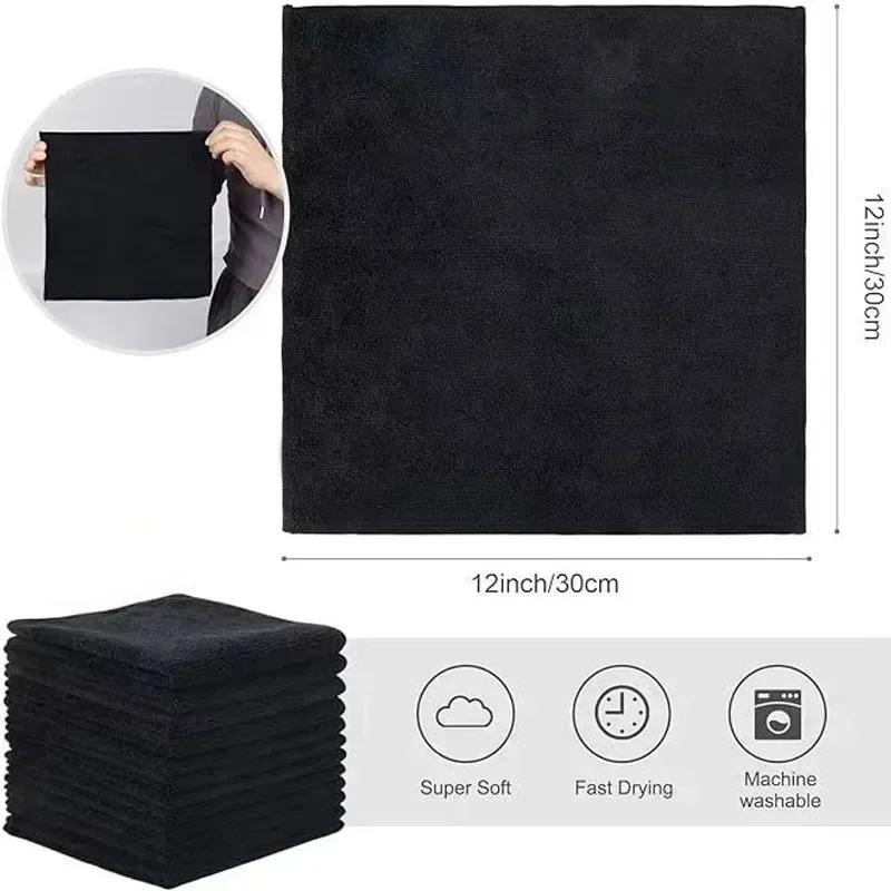 Black Ultrafine Fiber Cloths Household Rag Car Clean Polyester Pure Cotton Quick Drying Duster Kitchen Towel Dish Cloth Scouring Pad