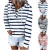 Womens Casual Hoodies Pullover Tops Drawstring Long Sleeve Striped Loose Fit Sweatshirts Tops
