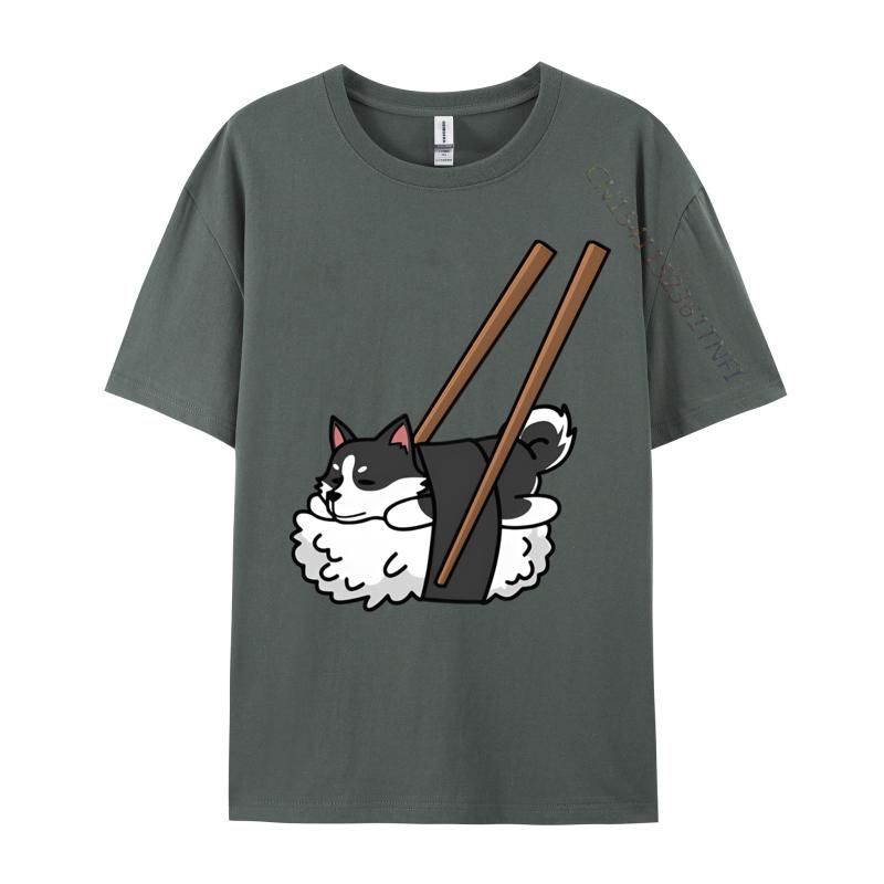 Comics Tees Cotton Men T Shirts Funny Sushi Siberian Husky Tshirt Vintage Tshirt Fashion T Shirt Men