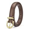 Pu Woman Fashion Leather Belt With Round Metal Buckle For Casual And Office Wear
