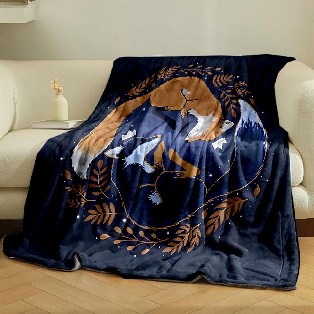 Foxes In Harmony Print Blanket Soft and Cozy Perfect for the Living Room Bed Sofa or a Nap,gift